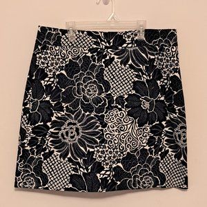Talbots Blue and White Floral Skirt EUC Size 12